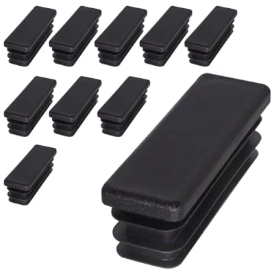 Imagen de SKIR&#039;CO 10 tapones rectangulares de plástico 20 x 60 mm, tapas tubo mate, insertos rectangulares, para postes valla, color negro RAL 9005