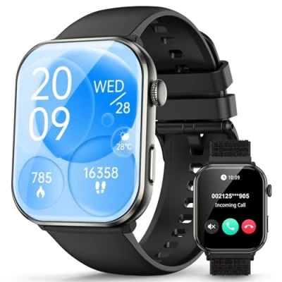 Imagen de Blackview Smartwatch, 1,96 Reloj Inteligente Hombre Mujer con Llamadas Bluetooth, Brújula, Pulsómetro/Oxímetro/Sueño, Pulsera Actividad 100+ Modos Deportivos, Podómetro, Batería Grande de 800 mAh