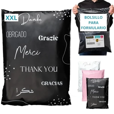 Imagen de 20 Bolsas Envio con bolsa portadocumentos Tamaño XXL 60x45cm 100% OPACO/ULTRA RESISTENTE/IMPERMEABLE Sobres Plastico Envios Paquetes de Ropa Cajas Packaging