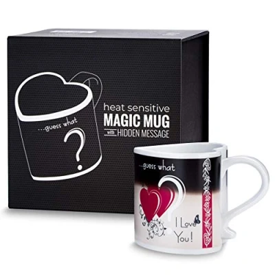 Imagen de Froster Taza Mágica I love you en caja negra, Sensible al Calor que Cambia de Color, Regalo San Valentín, con Mensaje Amor