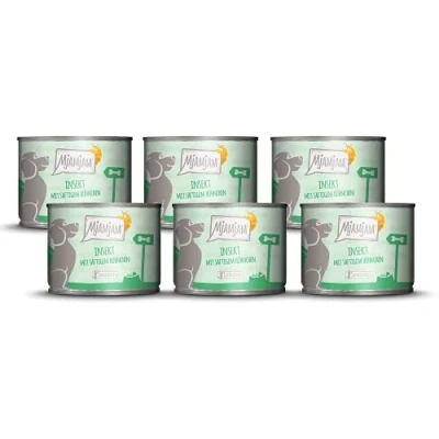Imagen de MjAMjAM comida húmeda premium para perros Insect con pollo jugoso, pack de 6 (6 x 200 g), sin cereales proteína insectos
