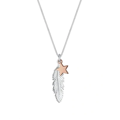 Imagen de Elli Collares Mujeres Colgante Estrella Pluma Bicolor en Plata de Ley 925