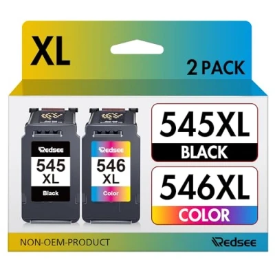 Imagen de Redsee 545 XL 546 Cartuchos de Tinta Compatible Cartucho para Canon y PG 545XL CL 546XL Pixma TS3150 TS3151 MG2550S MG2550 MG2950 TR4550 TR4551 MX495 (Negra Color)