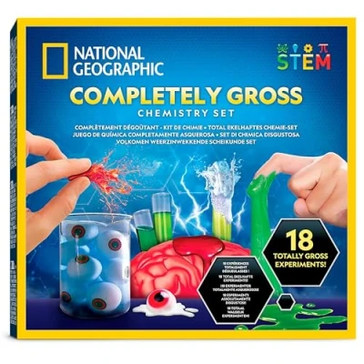 Imagen de Blue Marble National Geographic Kit de Química Asquerosa 20 Experimentos Científicos Repugnantes para Niños, Disección un Cerebro, Explosión Glóbulos Rojos y Más, CTIM