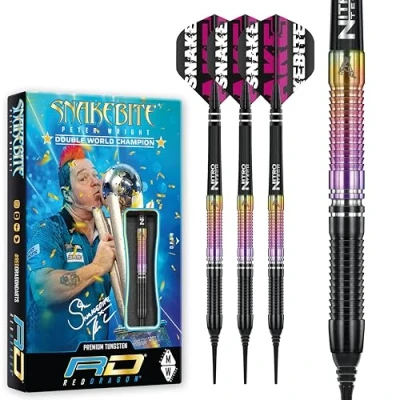 Imagen de RED DRAGON Snakebite Campeona del Mundo 2020 Edición Softip 20 Gramos Dardos de tungsteno con Vuelos y Tallos