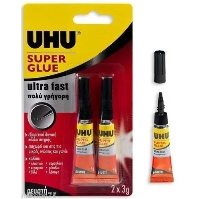 Imagen de Uhu Multiuso Super Glue Ultra Rápido 2x3g Tubos