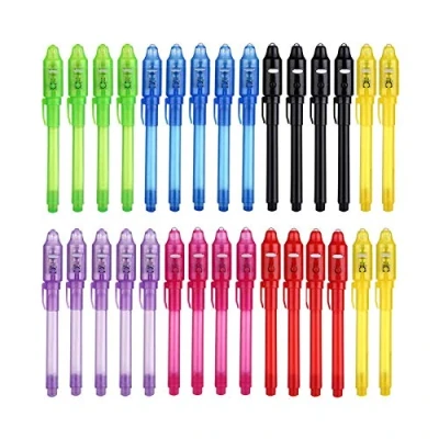 Imagen de DazSpirit 30 Piezas Bolígrafo Tinta Invisible con Regalos Cumpleaños Niños Colegio, Boli Magico Y luz Ultravioleta para Niños, Rotulador Escribir mensajes secretos