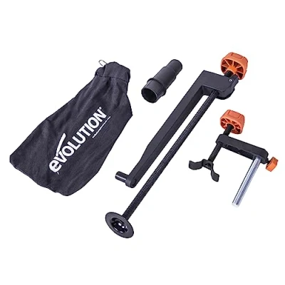 Imagen de Evolution Power Tools R255SMS Pack de accesorios para sierra ingletadora, Incluye mordaza frontal, superior, saco captapolvo y adaptador orificio polvo, 255 mm