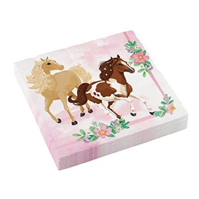 Imagen de amscan Servilletas de papel (20 unidades, 33 cm), diseño caballos y flores