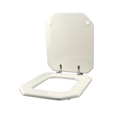Imagen de ACB/Colbam Inodoro Laufen duravit 1930. octogonal, blanco, cremallera de cromo, asiento inodoro.
