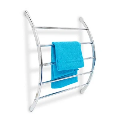 Imagen de Relaxdays Toallero de Pared, Estante Toallas bañó Acero Cromado, 40 x 38 24.5 cm, 3 Barras, Color Natural, 70 56,5 15,5 cm