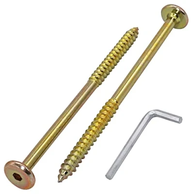 Imagen de SKIR&#039;CO (20 uds) tornillos de conector madera chapados en zinc amarillo 6,5 x 110 mm, muebles, cabeza plana