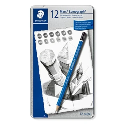 Imagen de STAEDTLER Mars Lumograph 100 G12, Pack de 12 lápices dibujo distinta dureza, Azul