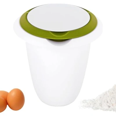 Imagen de Westmark Recipiente para batir Con tapa de dos partes, 1 l, pico, Plástico, Blanco/verde manzana, 3151227A