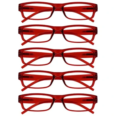 Imagen de The Reading Glasses Company La Compañía Gafas De Lectura Rojo Valor Pack 5 Ligero Hombres Mujeres RRRRR32 Z +1,50