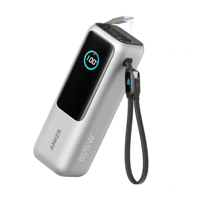 Imagen de Anker Laptop Power Bank, Cargador portátil de 25000mAh con Tres Puertos USB C 100W para la Carga Varios Dispositivos, Cables Integrados y retráctiles, iPhone 16/15, MacBook, Samsung más.