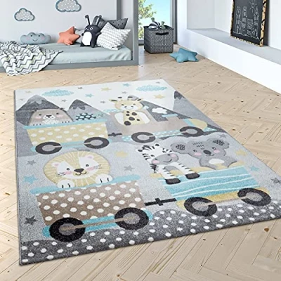 Imagen de Alfombra Infantil Colores Pastel Modernos, Motivos Alegres, Efecto 3D, tamaño:Ø 120 cm Redon, Color:Crema 4