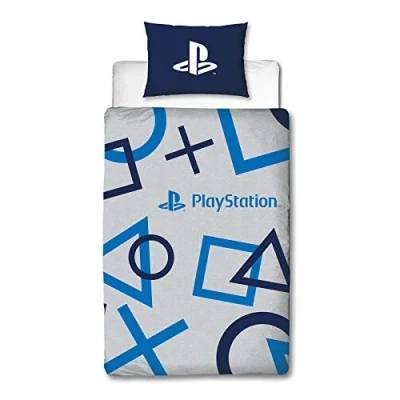 Imagen de Character World Playstation Funda de edredón para Juegos con Licencia Oficial Sony Reversible Dos Caras Almohada a Juego, polialgodón, Azul, PYSBLEDS001UK1