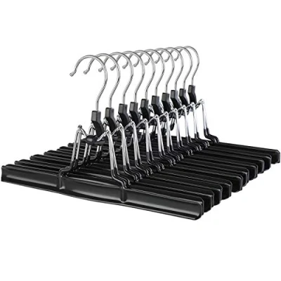 Imagen de SONGMICS Paquete de 10 perchas para pantalones, faldas, gancho giratorio 360 grados, color negro, CRI07B 10, 26 x 1,5 15,2 cm