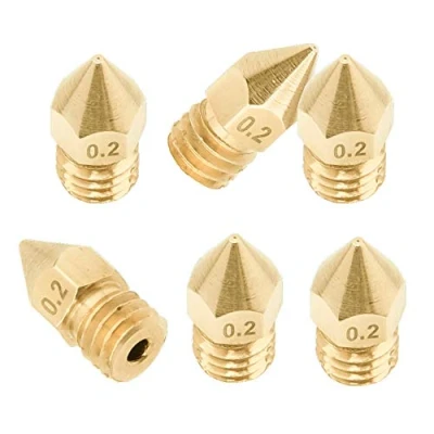 Imagen de 3D FREUNDE M6, 6x 0.2mm Nozzle compatible con MK8 Makerbot RepRap Anet A8/A6 Flashforge CtC Extruder Hotend Boquilla de latón para filamento 1.75 mm impresora