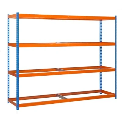 Imagen de Simon Rack 1 Estanterias Metalicas Almacenaje 4 Niveles Sin bandejas Capacidad Carga 600 kg, Azul/Naranja, 2000x1800x450