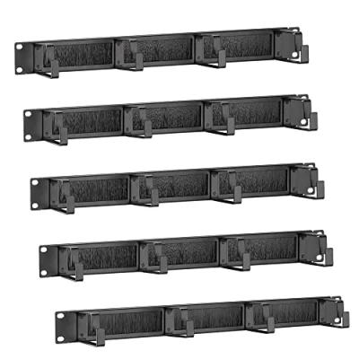 Imagen de kwmobile Paneles guía Cables para 1U 19&quot; Set de 5X Panel metálico pasacables Rack Servidor Organizadores Cable Red Fibra óptica