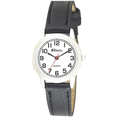Imagen de Ravel Reloj de Cuarzo Uso Diario para Mujer con Contador Minutos Analógico R0132.11.2 Negro/Color Plateado