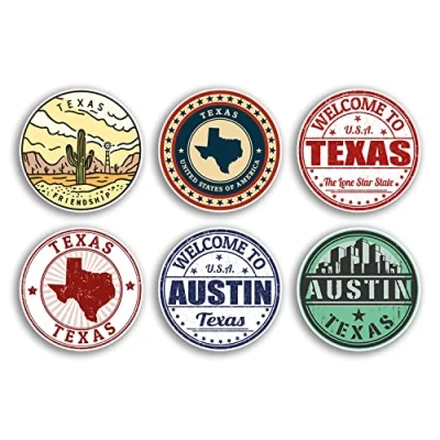 Imagen de Pegatinas de vinilo Texas 6 x 10 cm, diseño equipaje Austin, Estados Unidos, bandera viaje viaje, regalo # 78825