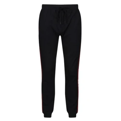 Imagen de DKNY Mens Jersey Cuffed Lounge Pant in Black with Contrasting Red Piping, Leg Branding &amp; Side Pockets Pantalones Casuales, Extra Large para Hombre