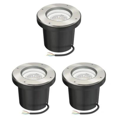 Imagen de ledscom.de 3 uds. lámpara de pie empotrable BOFU para exteriores giratoria redonda acero inoxidable IP67 150mm Ø incl. LED (blanco cálido, 2.339W, 227lm, 110)
