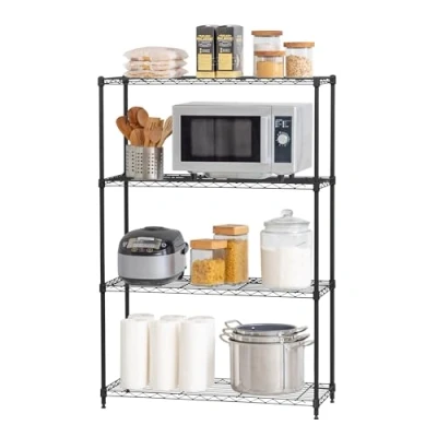 Imagen de Iris Ohyama, Estanterías/Muebles de almacenaje/Estantería varias caras/Estantería metálica con 4 estantes, Altura ajustable, Industrial, Cocina, Garaje Metal Rack MR MM4 Negro