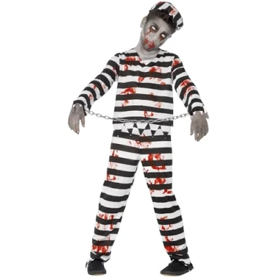 Imagen de Smiffys Disfraz de zombi convicto, con pantalón, parte arriba, gorra y esposas