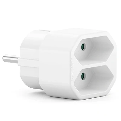 Imagen de deleyCON Enchufe Múltiple Interior Euro Cable Alimentación Adaptador Corriente Multi 2x 2,5 A Máximo 1100W Blanco