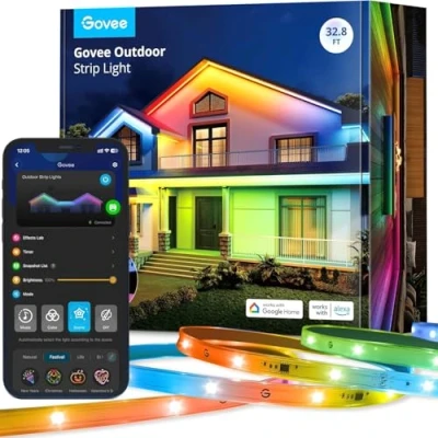 Imagen de Govee Tira de LED para Exterior 10m, IP65 Impermeable, Funciona con Alexa y APP, RGBIC, Sync Música, Jardín Balcón Techo al Aire Libre