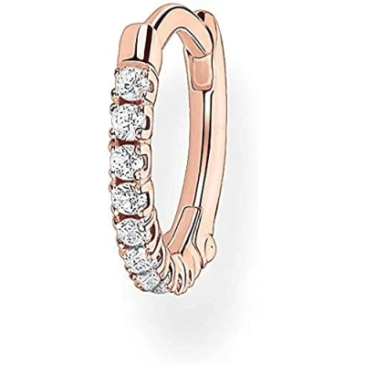 Imagen de THOMAS SABO Pendientes de un Solo Aro Piedras Blancas Plata Chapada CR658 416 14, Oro Rosa