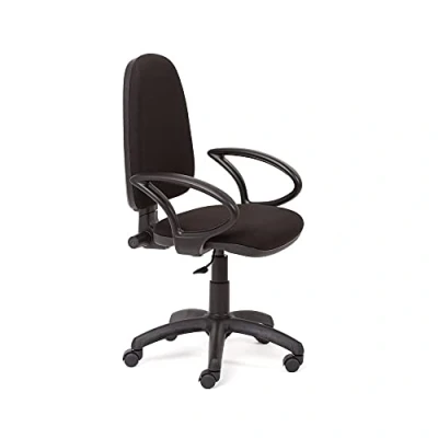 Imagen de Rocada Silla de Escritorio Económica Oficina Color Negro despacho Cómoda, Ajustable y con Ruedas Regulable en Altura Tapizada Tela Ignífuga Reposabrazos