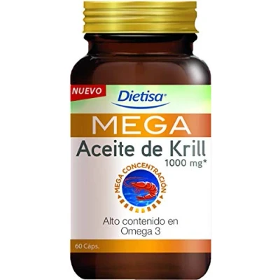Imagen de Dielisa Mega Aceite de Krill, Complemento Alimenticio a Base Auténtico Rico en Omega 3, con Propiedades Antioxidantes 60 Cápsulas