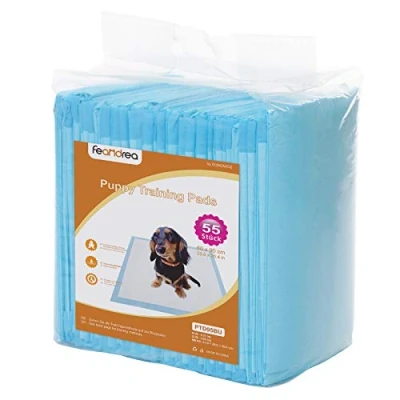 Imagen de FEANDREA 55 Almohadillas para Perros, 90 x 60 cm, Superficie de Secado Rápido, Transpirables, 5 Capas a Prueba Fugas, Azul y Blanco PTD95BU