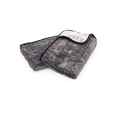 Imagen de The Rag Company Toalla de Secado Gauntlet (Paquete 2) Mezcla Microfibra Coreana 70/30, diseñada para una rápida absorción 900 g/m², 15 x 24 Pulgadas, Gris Hielo +