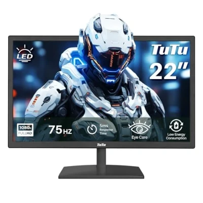 Imagen de TuTu Monitor de 22 Pulgadas Full HD 75 Hz Pantalla LED con 1920 x 1080, VGA+HDMI, 5ms, VESA 100x100, Flicker Free, Low Blue Mode TU215M1