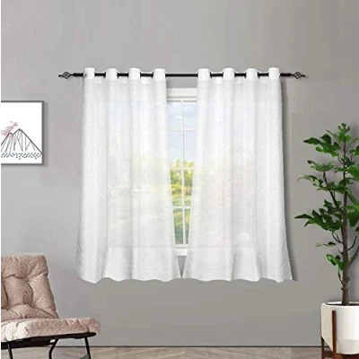 Imagen de Melodieux Cortinas Visillos Blancas para Salón Translúcidas Dormitorio 2 Piezas, 140x137cm