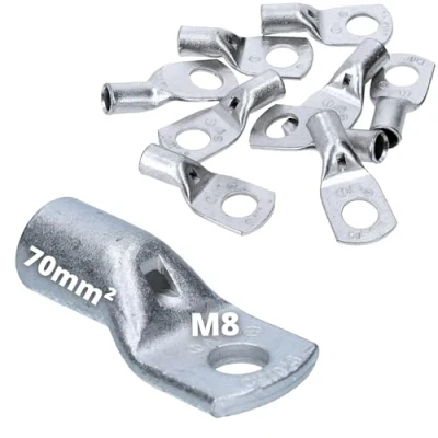 Imagen de Cembre A14 M8 Terminales de cable tubo (10 unidades, 70 mm², M8, sin aislamiento, cobre estañado)