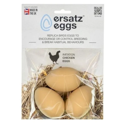 Imagen de ersatz eggs Nidada de 3 Huevos Falsos para animar a Las gallinas Poner, incubar o Evitar Que se coman los Huevos.