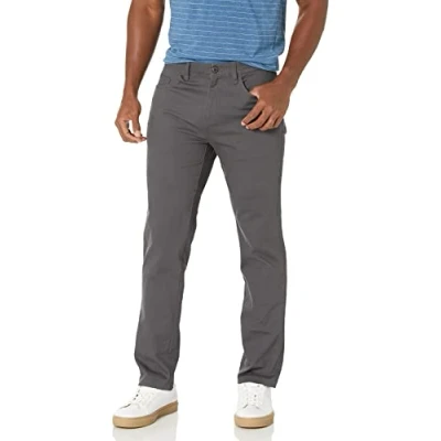 Imagen de Amazon Essentials Pantalón Chino Elástico Cómodo con 5 Bolsillos de Ajuste Deportivo (Previamente Goodthreads) Hombre, Gris, 34W / 34L