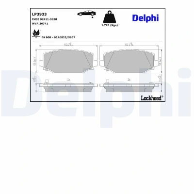 Imagen de DELPHI LP3933 Juego de pastillas freno con avisador acústico desgaste Chapa antichirridos sin accesorios