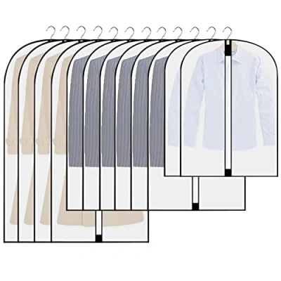 Imagen de 12pcs Fundas de Ropa, Bolsa Transparente Cremallera Cubiertas A Prueba Polvo Impermeables y con Humedad para Trajes,Vestidos,Camisas (60x80/100/120cm)
