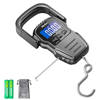 Imagen de Básculas de pesca portátiles con cinta métrica, Báscula digital para equipaje 110 lb/50 kg, viaje pantalla LCD retroiluminada,balanza maletas