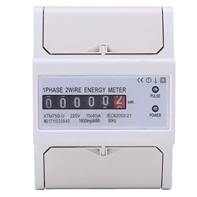 Imagen de 220V Medidor de Energía, XTM75S U Monofsico KWh 2 Cables LCD Digital Elctrico Ral DIN 35 mm 10 40A