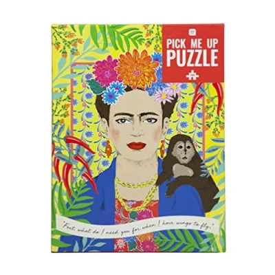 Imagen de Talking Tables Frida Kahlo Rompecabezas de 1000 Piezas con póster y Hoja Trivia Cita inspiradora Retrato Mujer, diseño ilustrado Colorido, Regalo cumpleaños, Regalos para Ella, Boho
