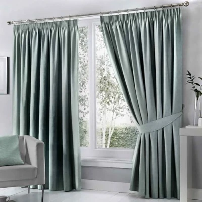 Imagen de Fusion Dijon Par de Cortinas Plisadas Opacas con Aislamiento térmico en Huevo Pato 168 cm Ancho x 229 caída